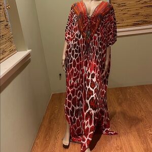 Shahida Parides Multi colored Print Kaftan With Embellishments O/S